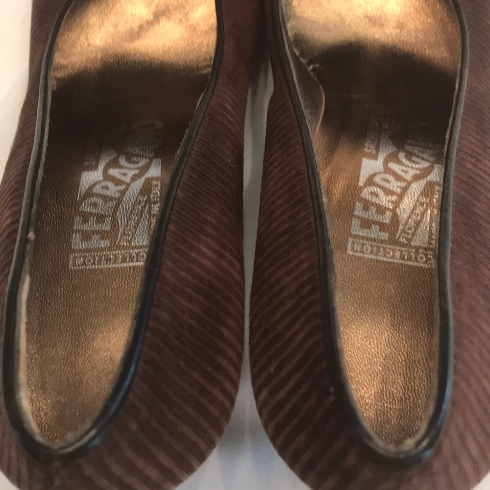 Salvatore Ferragamo Brown Corduroy Pumps - Picture 5 of 9